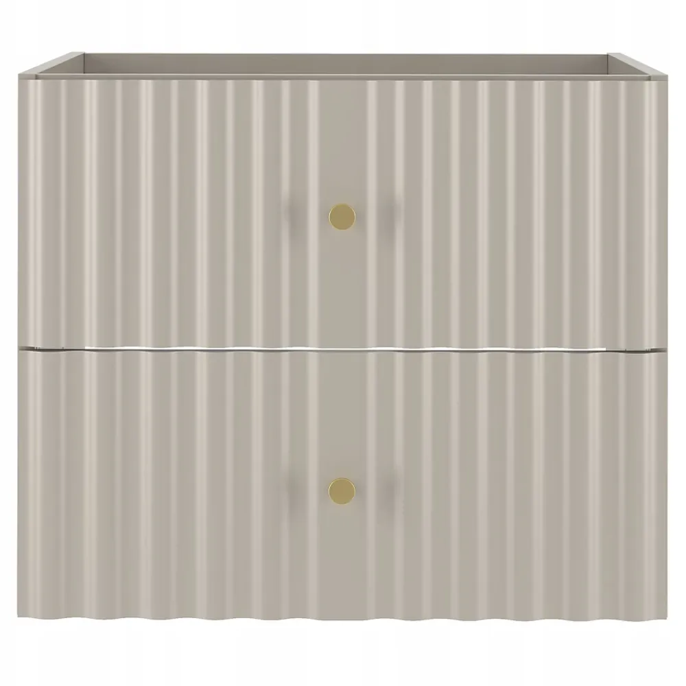 Meuble Sous Lavabo|Furnidea Meuble de salle de bain sous vasque suspendu AQUA cachemire 60 cm façades rainurées