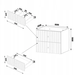 Meuble Sous Lavabo|Furnidea Meuble de salle de bain sous vasque suspendu AQUA cachemire 60 cm façades rainurées