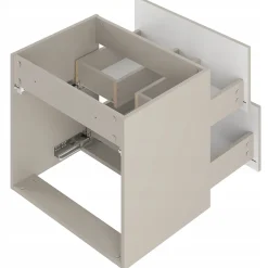 Meuble Sous Lavabo|Furnidea Meuble de salle de bain sous vasque suspendu AQUA cachemire 60 cm façades rainurées