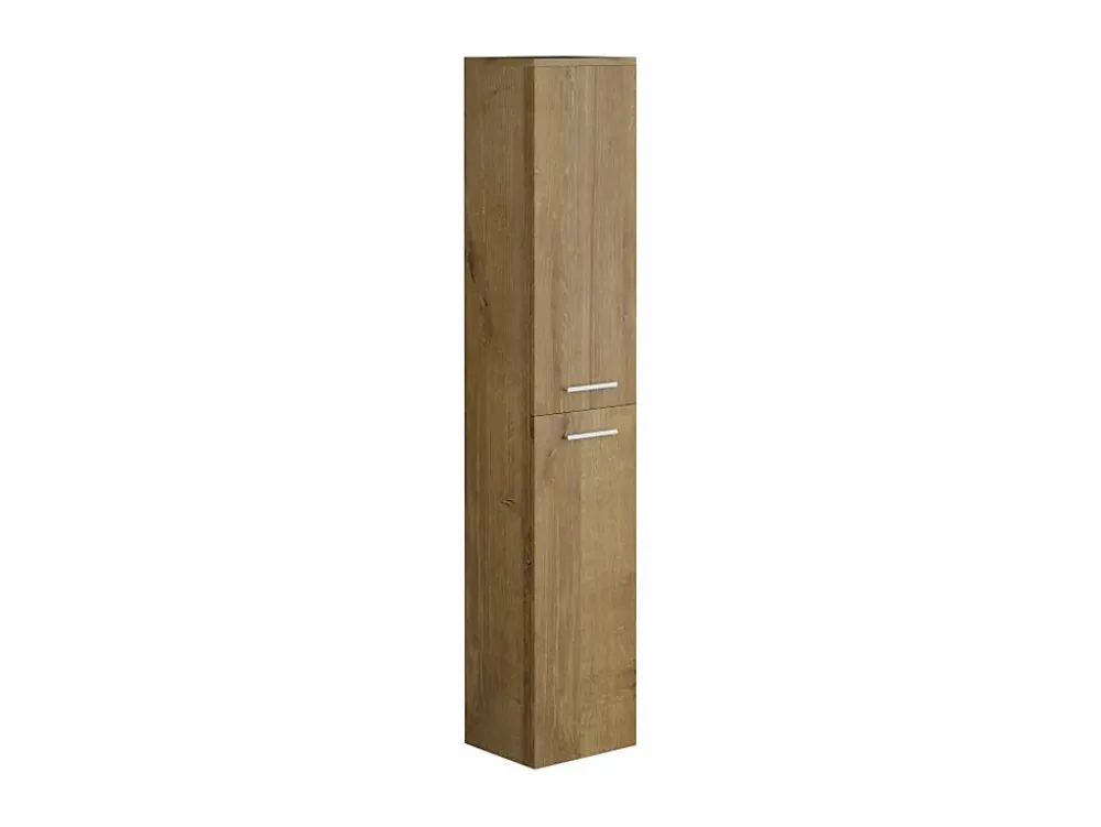 Ensemble Meuble De Salle De Bains|Vente-unique Meuble de salle de bain suspendu simple vasque avec colonne de rangement - Coloris naturel clair - 80 cm - KAYLA