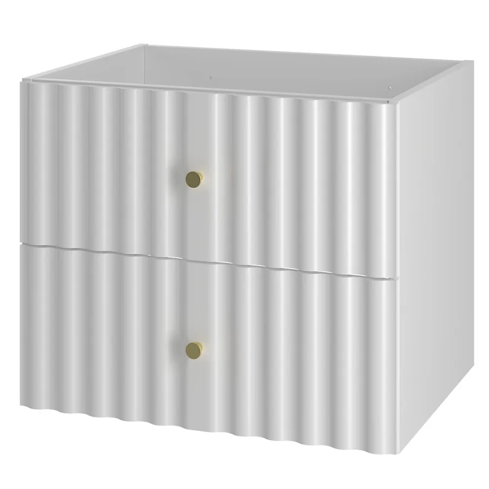 Meuble Sous Lavabo|Furnidea Meuble de salle de bain sous vasque suspendu AQUA blanc 60 cm façades rainurées