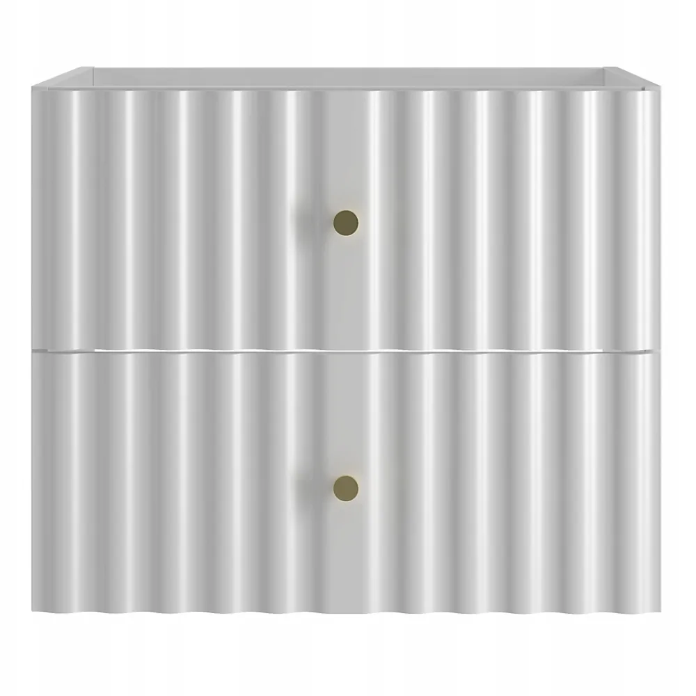 Meuble Sous Lavabo|Furnidea Meuble de salle de bain sous vasque suspendu AQUA blanc 60 cm façades rainurées
