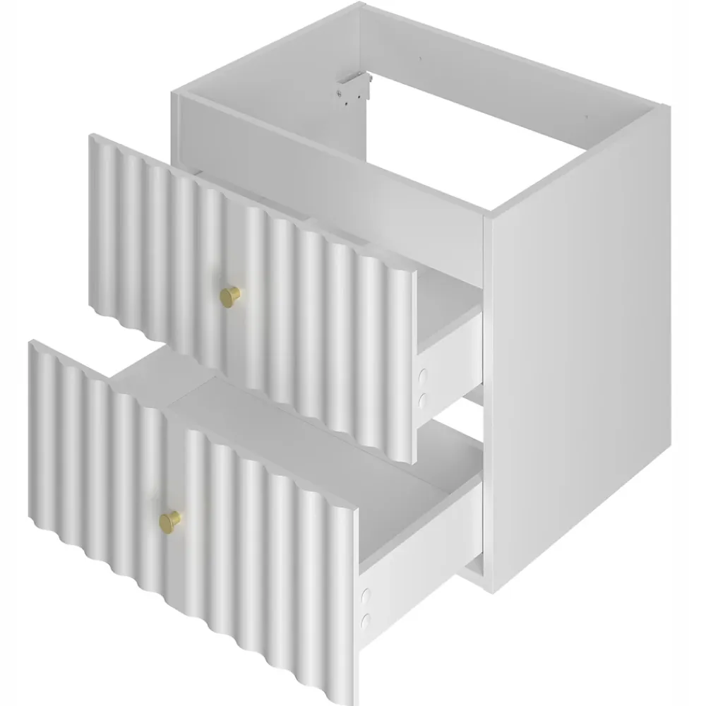 Meuble Sous Lavabo|Furnidea Meuble de salle de bain sous vasque suspendu AQUA blanc 60 cm façades rainurées