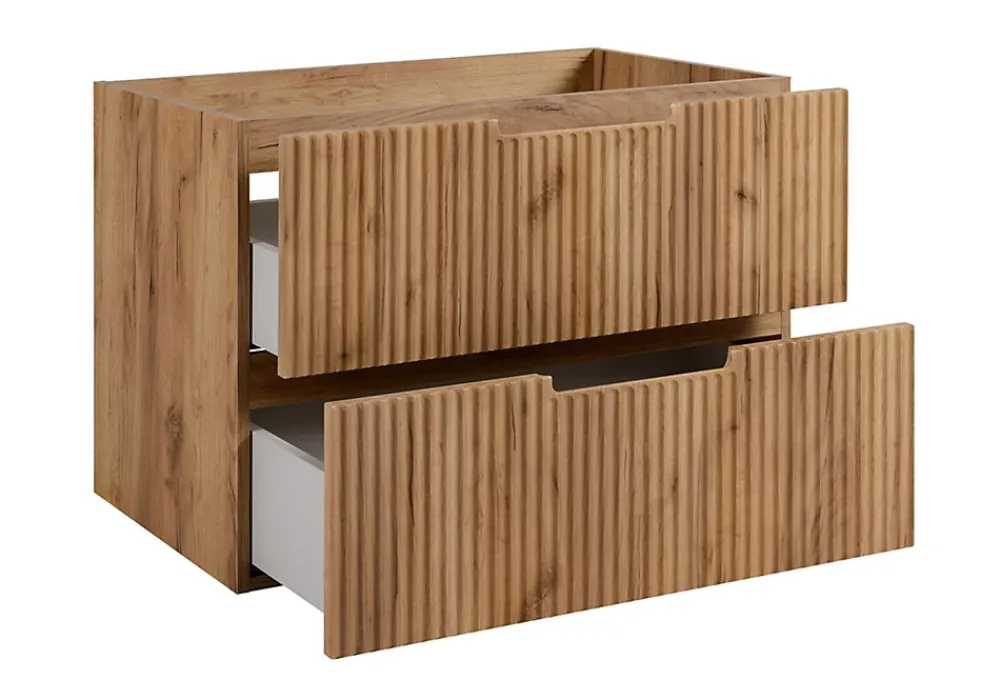Furnidea Meuble de salle de bain suspendu sous vasque VENA chêne 80 cm