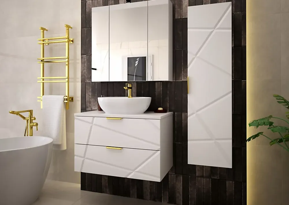 Meuble Sous Lavabo|Furnidea Meuble de salle de bain sous vasque suspendu RADOM 80 cm blanc mat