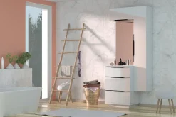 Meuble de salle de bains haut blanc brillant l.60 x H.30 x P.30 cm, Pamili