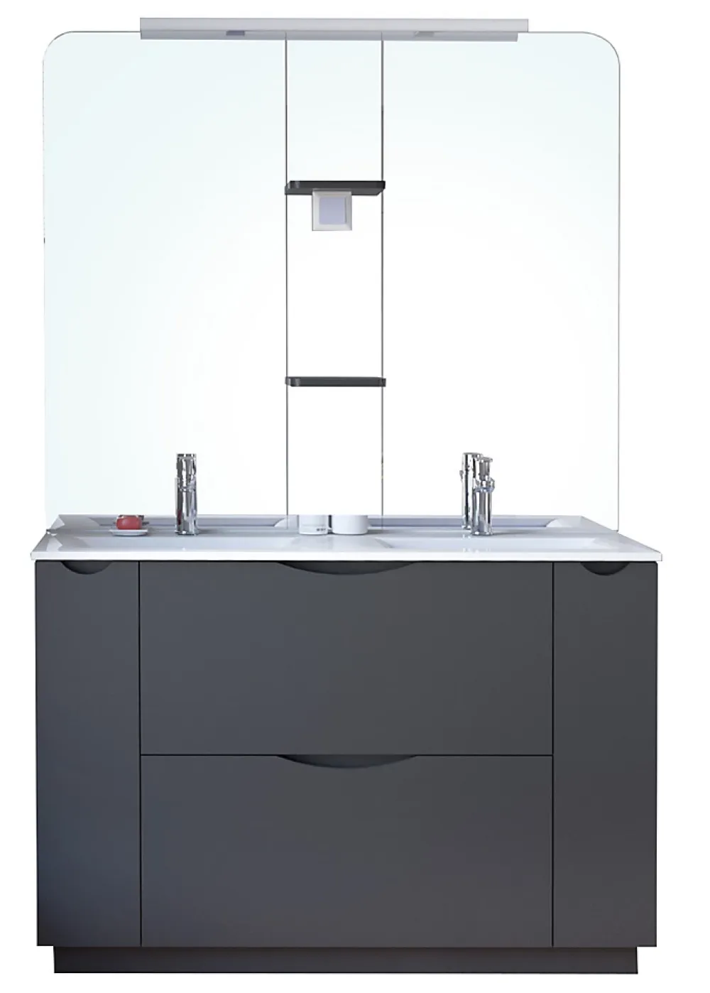 Ondee Meuble de salle de bains à poser H.185 x l.120 cm, anthracite, Palermo