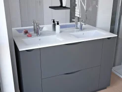 Ondee Meuble de salle de bains à poser H.185 x l.120 cm, anthracite, Palermo