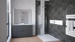 Ondee Meuble de salle de bains à poser H.185 x l.120 cm, anthracite, Palermo