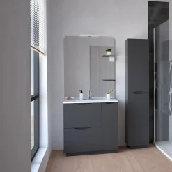 Ondee Meuble de salle de bains à poser H.185 x l.80 cm, anthracite, Palermo