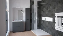 Ondee Meuble de salle de bains à poser H.185 x l.80 cm, anthracite, Palermo