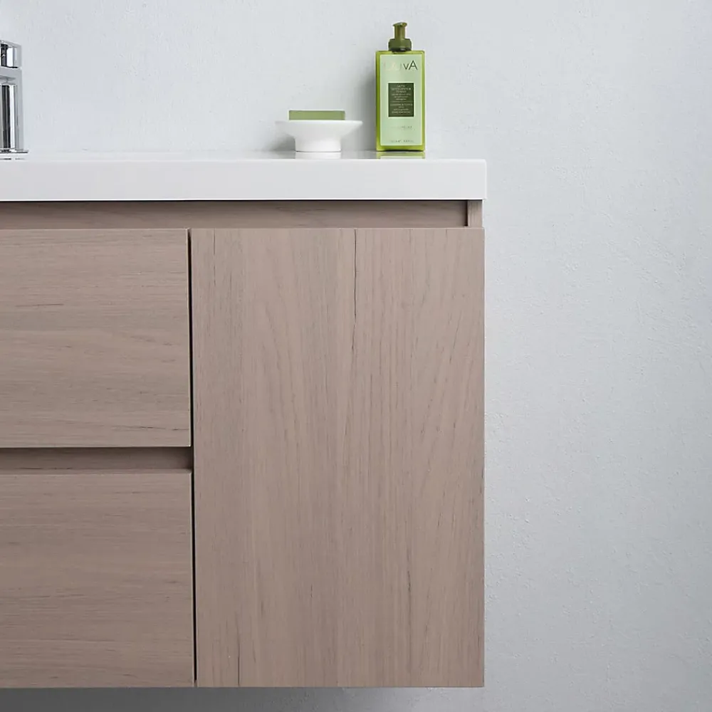 Kiamami Valentina Meuble De Salle De Bains 90 Cm Avec Lavabo En Résine De Marbre, Profondeur 39 Cm Malaga