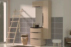 Meuble de salle de bains haut effet bois l.60 x H.30 x P.30 cm, Pamili