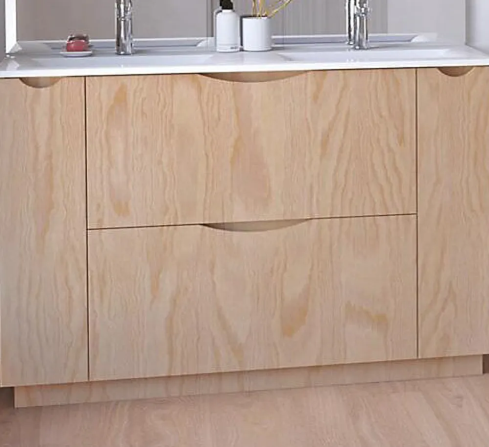 Ondee Meuble de salle de bains à poser H.185 x l.120 cm, décor bois, Palermo
