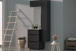 Meuble de salle de bains haut noir mat l.60 x H.30 x P.30 cm, Pamili