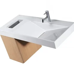 Sanindusa Meuble de salle de bains couleur chêne pour lavabo Flux (vasque et mitigeur non inclus)