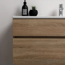 Ensemble Meuble De Salle De Bains|Kiamami Valentina Meuble De Salle De Bains Suspendu De 90 Cm En Chêne Naturel Avec Lavabo De La Série Sole