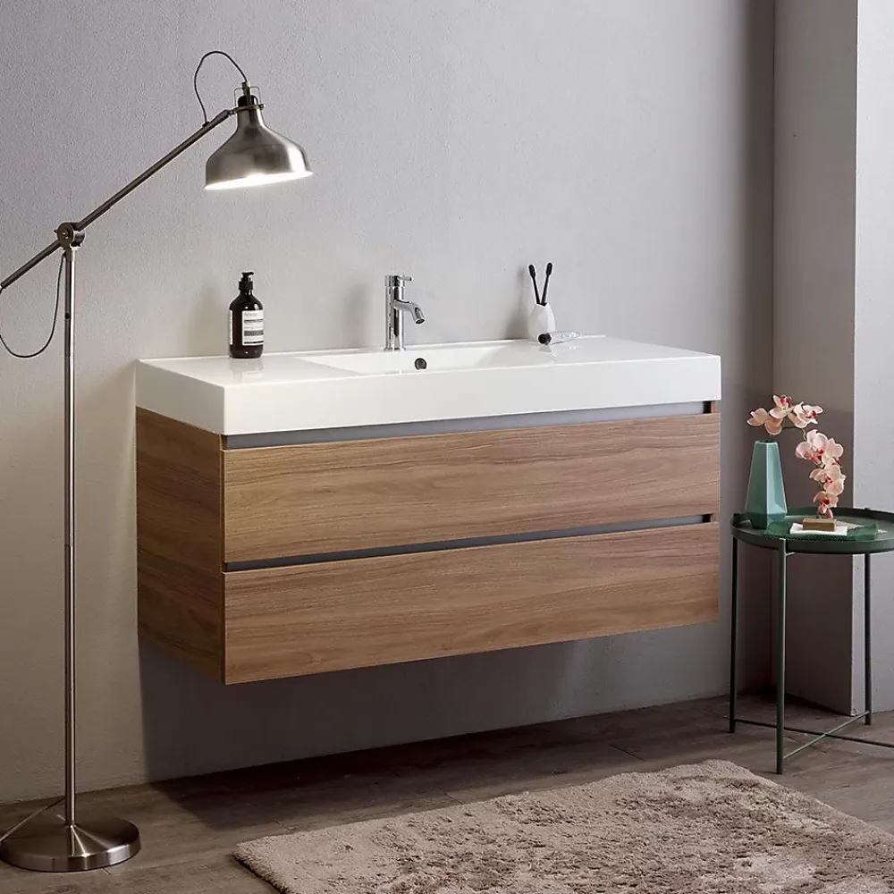 Ensemble Meuble De Salle De Bains|Kiamami Valentina Meuble De Salle De Bains Suspendu 120Cm Tiroirs Et Lavabo 1 Cuve Sans Miroir - Valentina