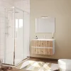 Ensemble Meuble De Salle De Bains|Kiamami Valentina Meuble De Salle De Bains 80Cm Blanc Avec Façade En Chêne Cannelé Et Miroir 80X60
