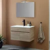 Ensemble Meuble De Salle De Bains|Kiamami Valentina Meuble De Salle De Bains Suspendu Chêne Marron 80Cm, Lavabo Et Miroir 80X60 Silvia