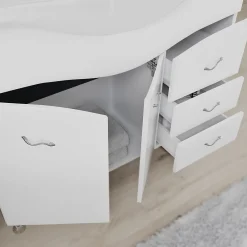 Ensemble Meuble De Salle De Bains|Kiamami Valentina Meuble De Salle De Bains Classique Blanc De 106 Cm Avec Lavabo, Miroir Et Meuble Suspendu.