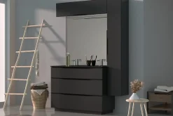 Armoire De Salle De Bains| Meuble de salle de bains haut noir mat l.120 x H.30 x P.30 cm, Pamili