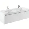 Meuble Sous-Vasque|Sanindusa Meuble de salle de bains suspendu blanc 2 tiroirs blanc pour Vasque Vista 140 (vasque, mitigeur et vidage non inclus)