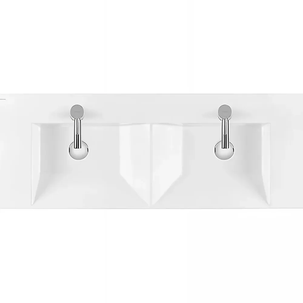 Meuble Sous-Vasque|Sanindusa Meuble de salle de bains suspendu blanc 2 tiroirs blanc pour Vasque Vista 140 (vasque, mitigeur et vidage non inclus)