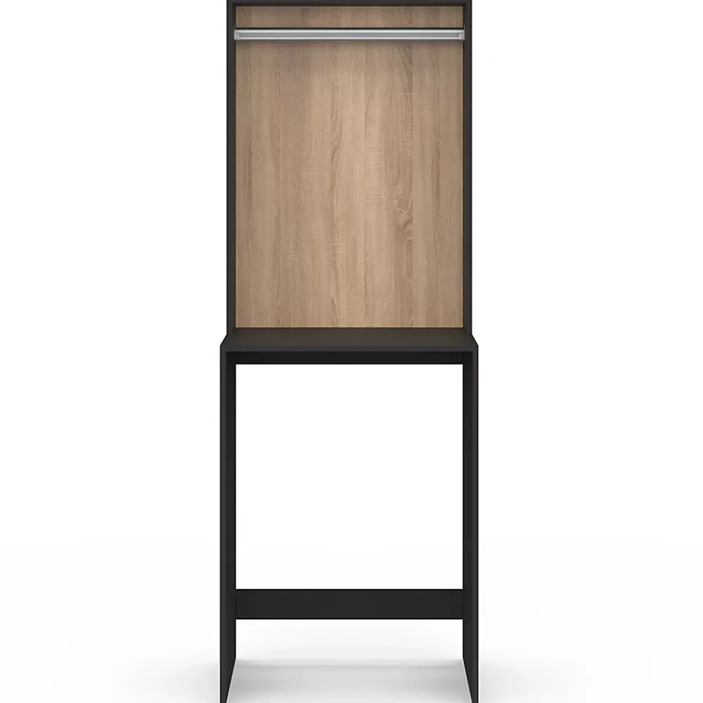 Armoire De Salle De Bains|IDMarket Meuble dessus machine à laver avec penderie WALLIS noir et bois façon hêtre