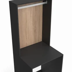 Armoire De Salle De Bains|IDMarket Meuble dessus machine à laver avec penderie WALLIS noir et bois façon hêtre