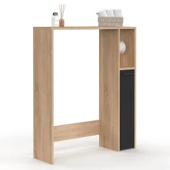 Meuble Wc|IDMarket Meuble dessus WC WALLIS avec placard façon hêtre et noir
