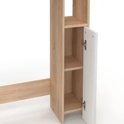 Meuble Wc|IDMarket Meuble dessus WC WALLIS avec placard façon hêtre et blanc