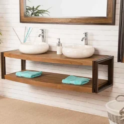 Wanda Collection Meuble double suspendu Elégance teck métal 145 cm