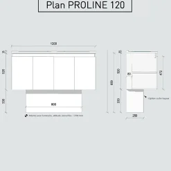 Cuisibane Meuble double vasque 120 cm PROLINE- Blanc- Plan vasque en Céramique