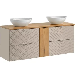Petits-Meubles Meuble double vasque 140cm 4 tiroirs 1 porte Manoa Cachemire et bois