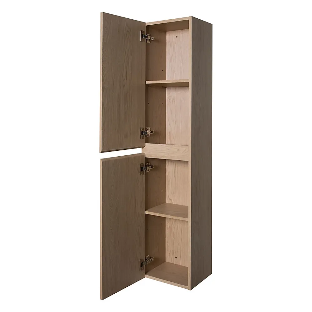 Ensemble Meuble De Salle De Bains|Mob-In Meuble double vasque 120cm avec plan céramique SORRENTO Décor chêne + colonne