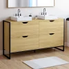 IDMarket Meuble double vasque salle de bain DETROIT 4 tiroirs design industriel