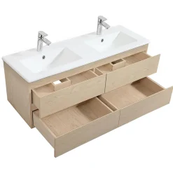 Mob-In Meuble double vasque SORRENTO suspendu avec plan vasque en céramique 120cm