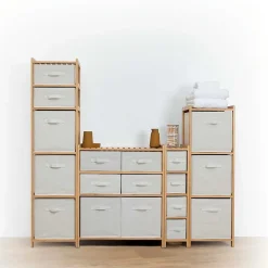 Etagère Salle De Bains|5Five Meuble Etagère en Bambou avec 5 paniers H 144.3 cm