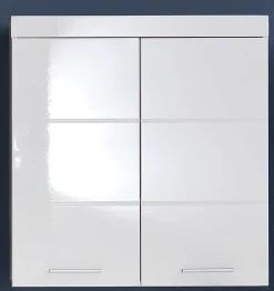Armoire De Salle De Bains|Trend Team Meuble haut de salle de bain AMANDA - 2 portes - Blanc brillant - L73 x P23 x H77 cm -