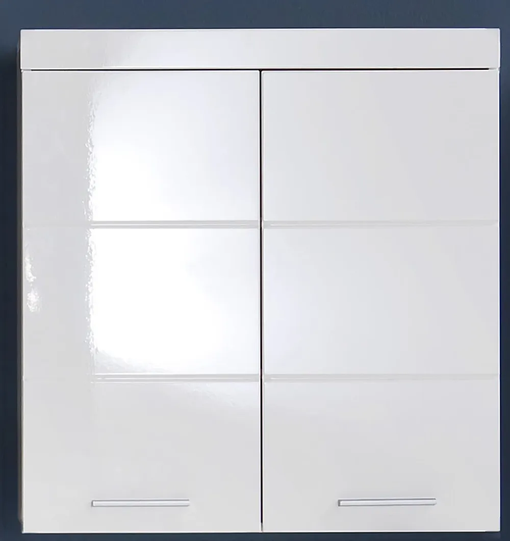 Armoire De Salle De Bains|Trend Team Meuble haut de salle de bain AMANDA - 2 portes - Blanc brillant - L73 x P23 x H77 cm -