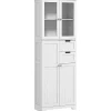 Homcom Meuble haut de salle de bain - armoire salle de bain - grande colonne salle de bain - 4 portes, 2 tiroirs - blanc