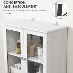 Homcom Meuble haut de salle de bain - armoire salle de bain - grande colonne salle de bain - 4 portes, 2 tiroirs - blanc
