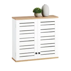 Meuble De Salle De Bains Faible Profondeur|Armoire De Salle De Bains|Sobuy Meuble Haut de Salle de Bain avec 2 Portes Armoire Suspendue, BZR42-W,