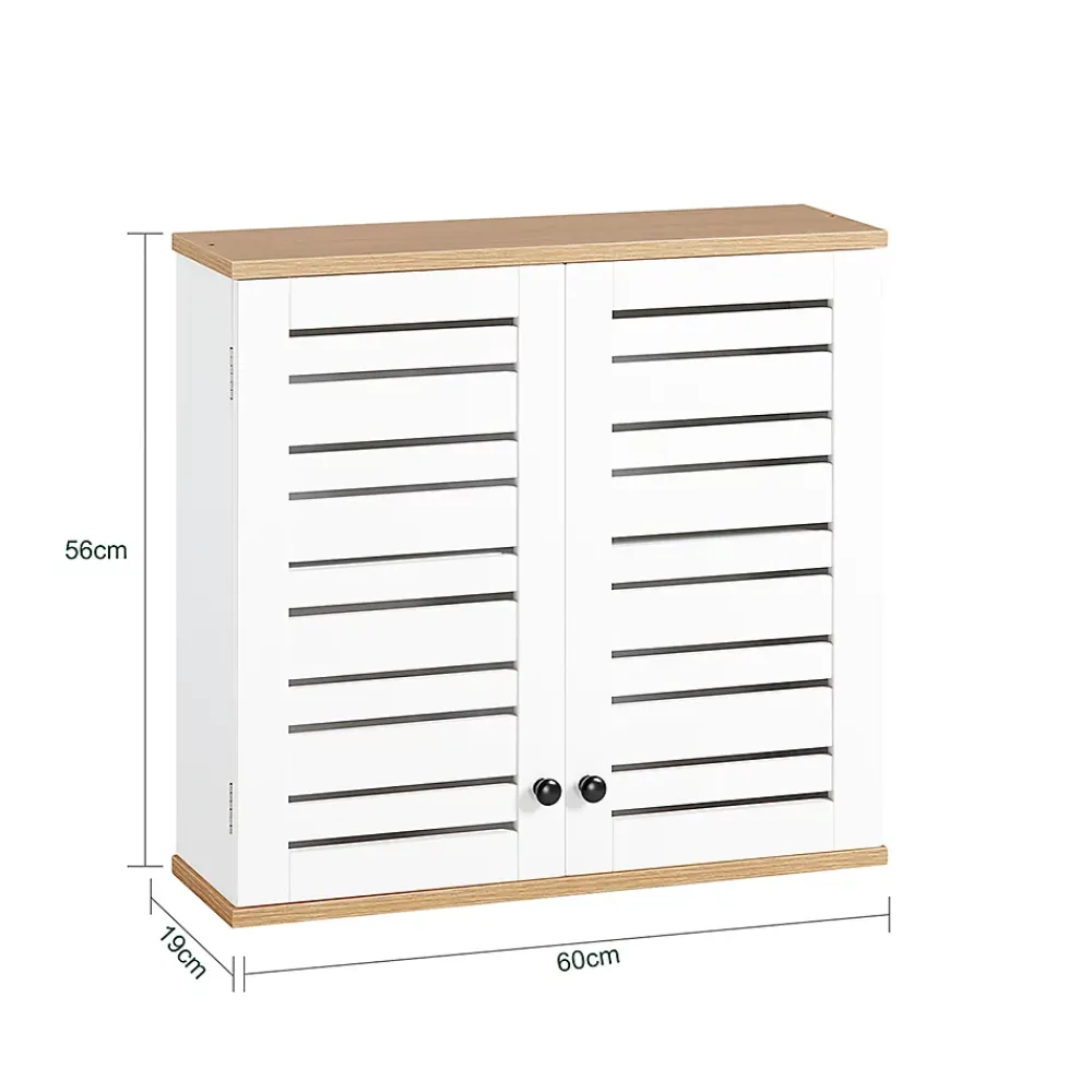 Meuble De Salle De Bains Faible Profondeur|Armoire De Salle De Bains|Sobuy Meuble Haut de Salle de Bain avec 2 Portes Armoire Suspendue, BZR42-W,