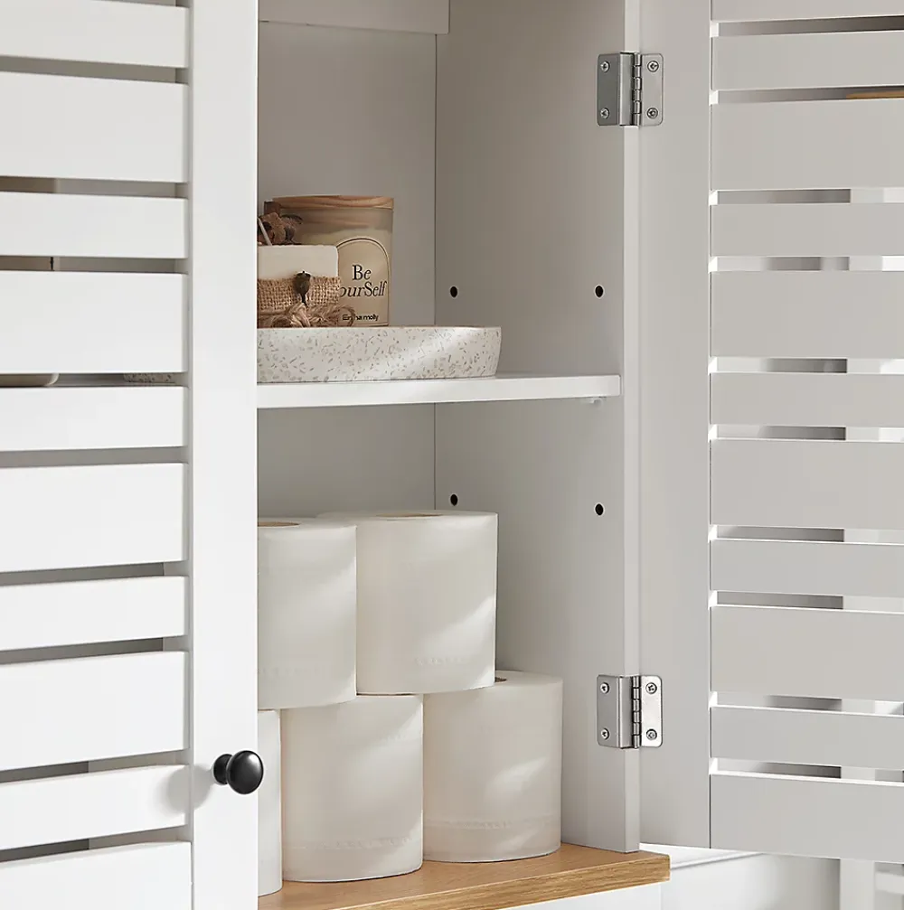 Meuble De Salle De Bains Faible Profondeur|Armoire De Salle De Bains|Sobuy Meuble Haut de Salle de Bain avec 2 Portes Armoire Suspendue, BZR42-W,