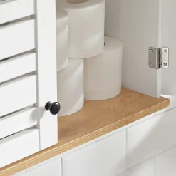 Meuble De Salle De Bains Faible Profondeur|Armoire De Salle De Bains|Sobuy Meuble Haut de Salle de Bain avec 2 Portes Armoire Suspendue, BZR42-W,