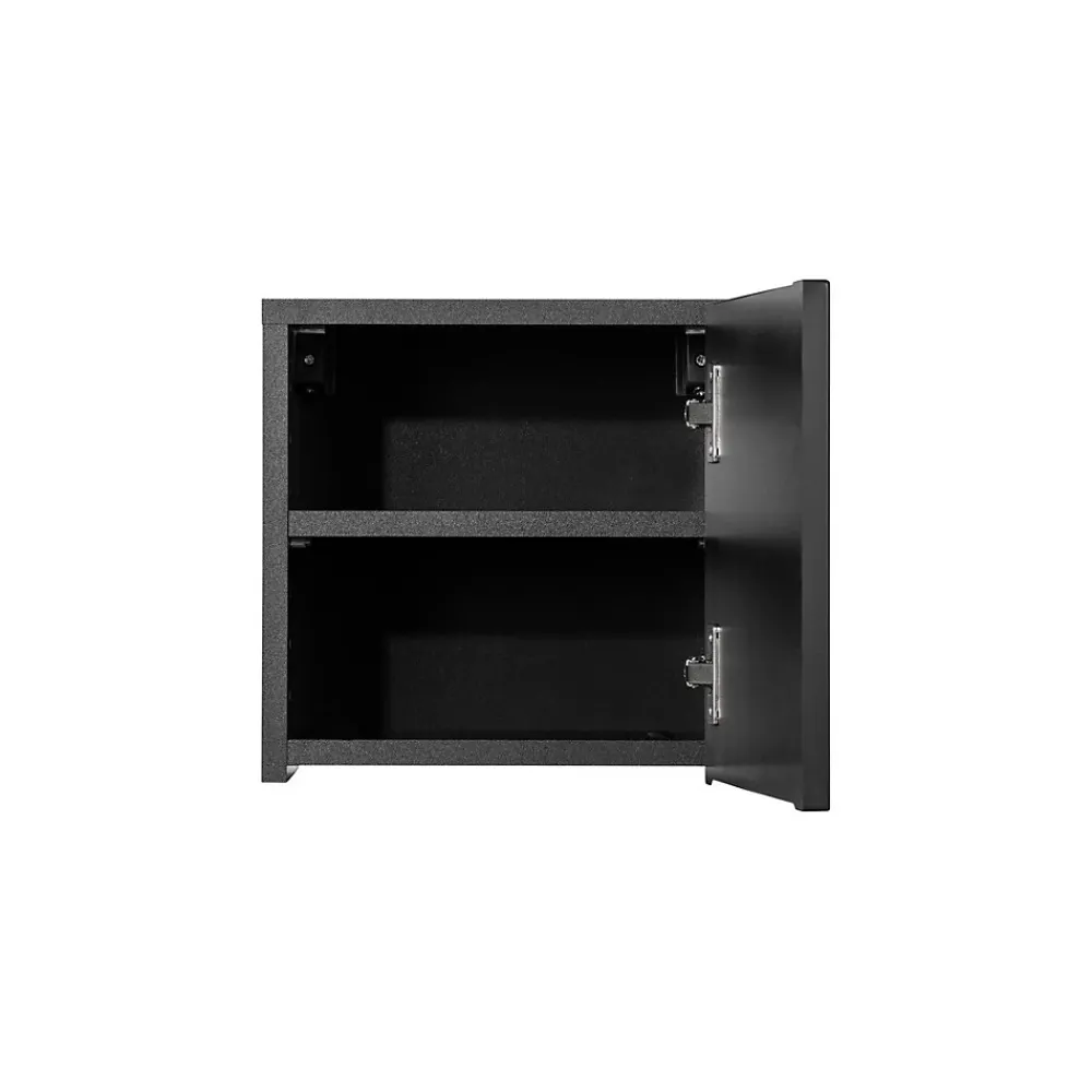 Meublorama Meuble haut de salle de bain VANO 1 porte Noir mat L30 x P18 x H30 cm Meuble suspendu