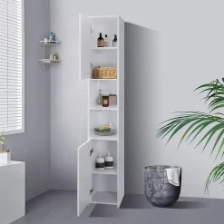 Colonne De Salle De Bains|Meuble De Salle De Bains Faible Profondeur|Ml-Design Meuble haute salle de bain colonne étroite de rangement blanc MDF 30x190x30 cm