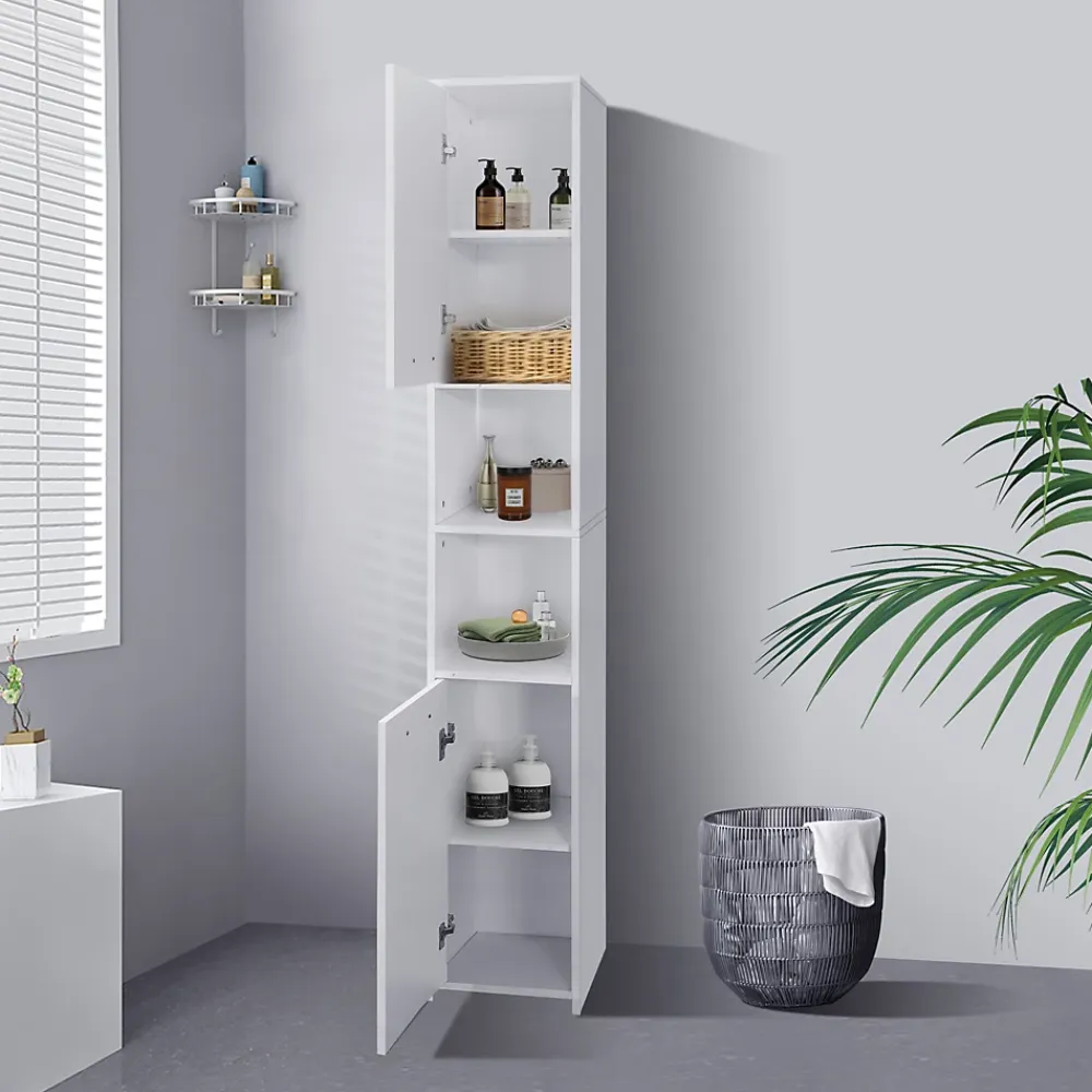 Colonne De Salle De Bains|Meuble De Salle De Bains Faible Profondeur|Ml-Design Meuble haute salle de bain colonne étroite de rangement blanc MDF 30x190x30 cm